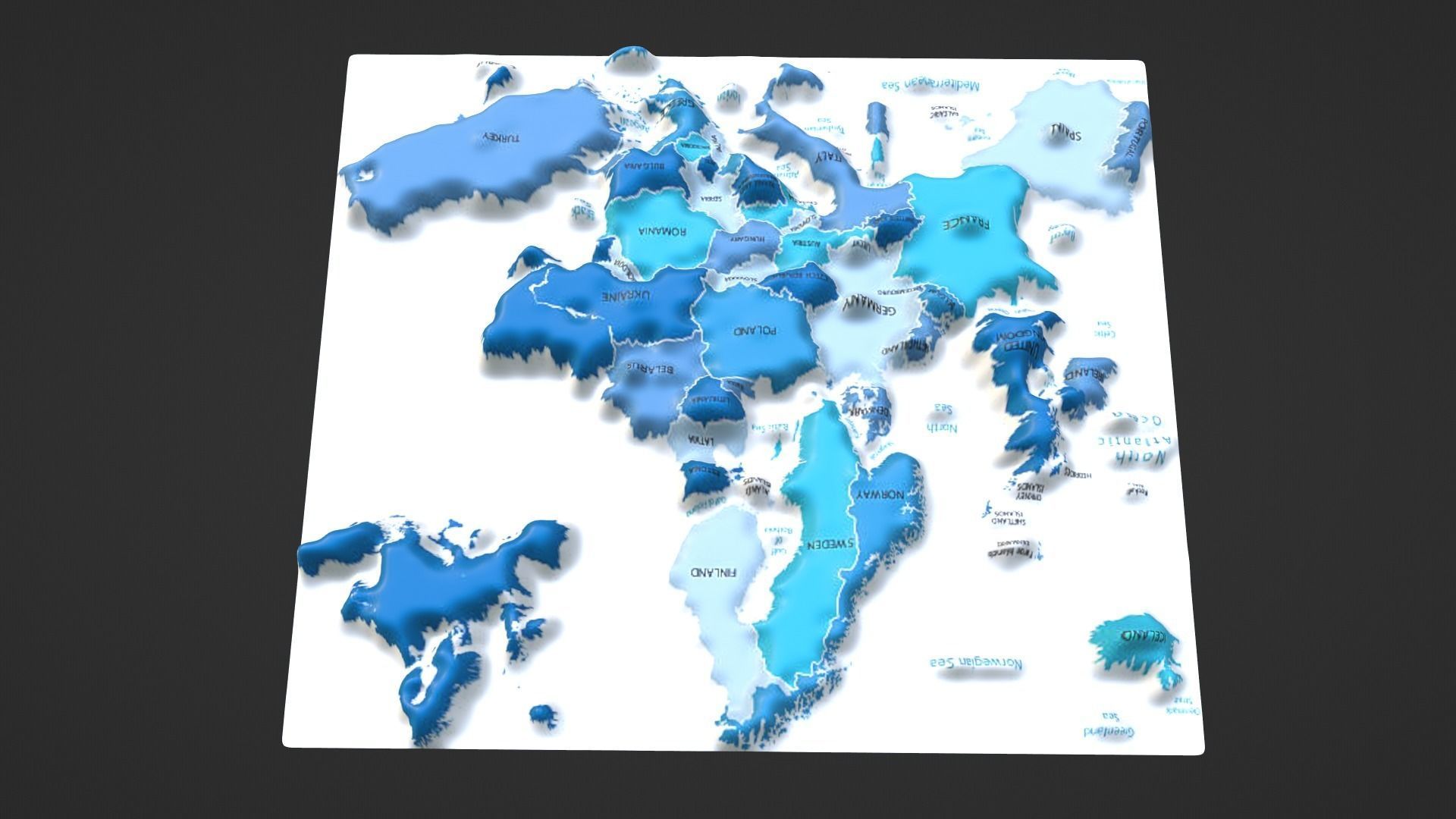 Europe Map Topography Low-poly 3D model_7