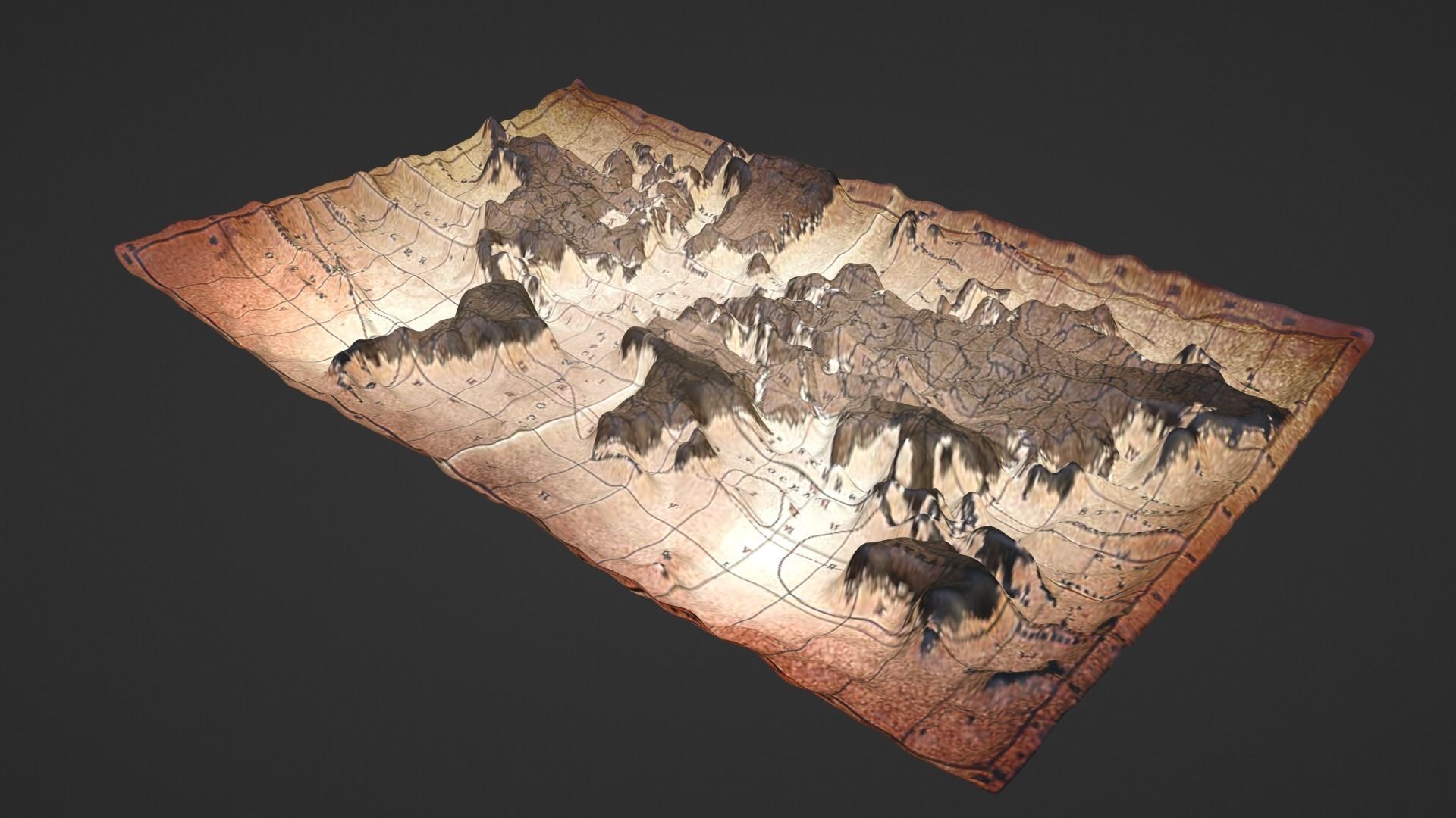 World Map Topography Low-poly 3D model_2