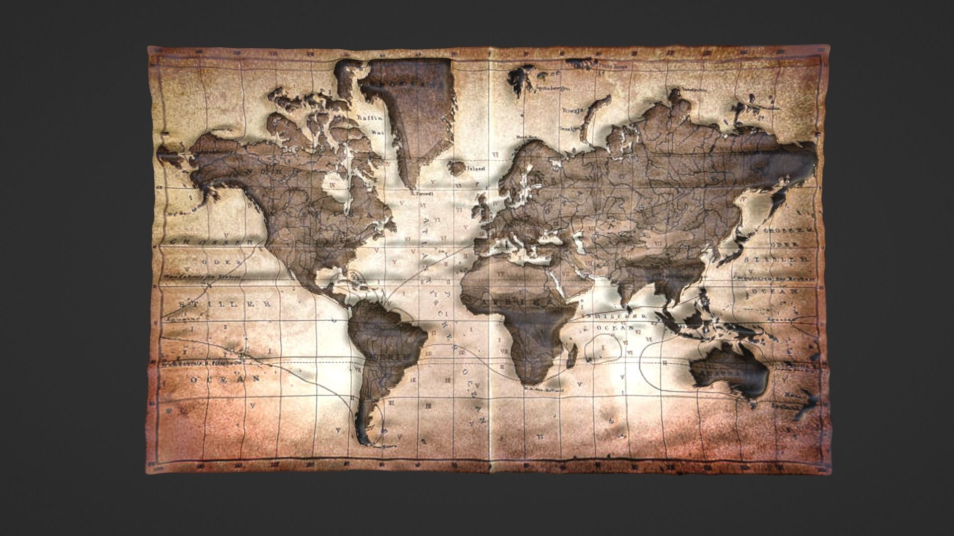 World Map Topography Low-poly 3D model_3