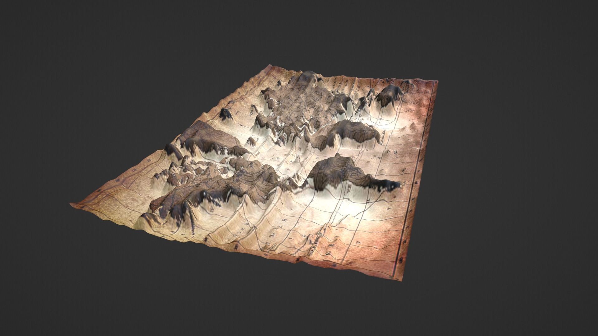 World Map Topography Low-poly 3D model_4