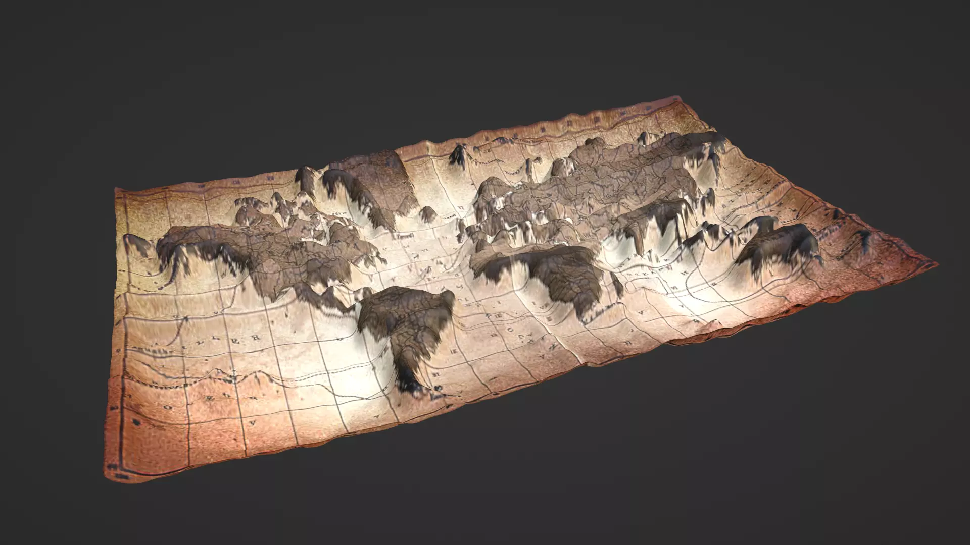 World Map Topography Low-poly 3D model_0