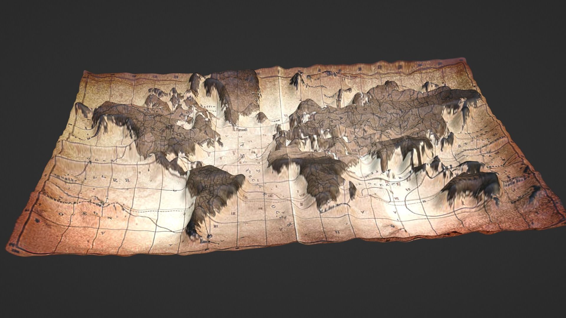 World Map Topography Low-poly 3D model_6