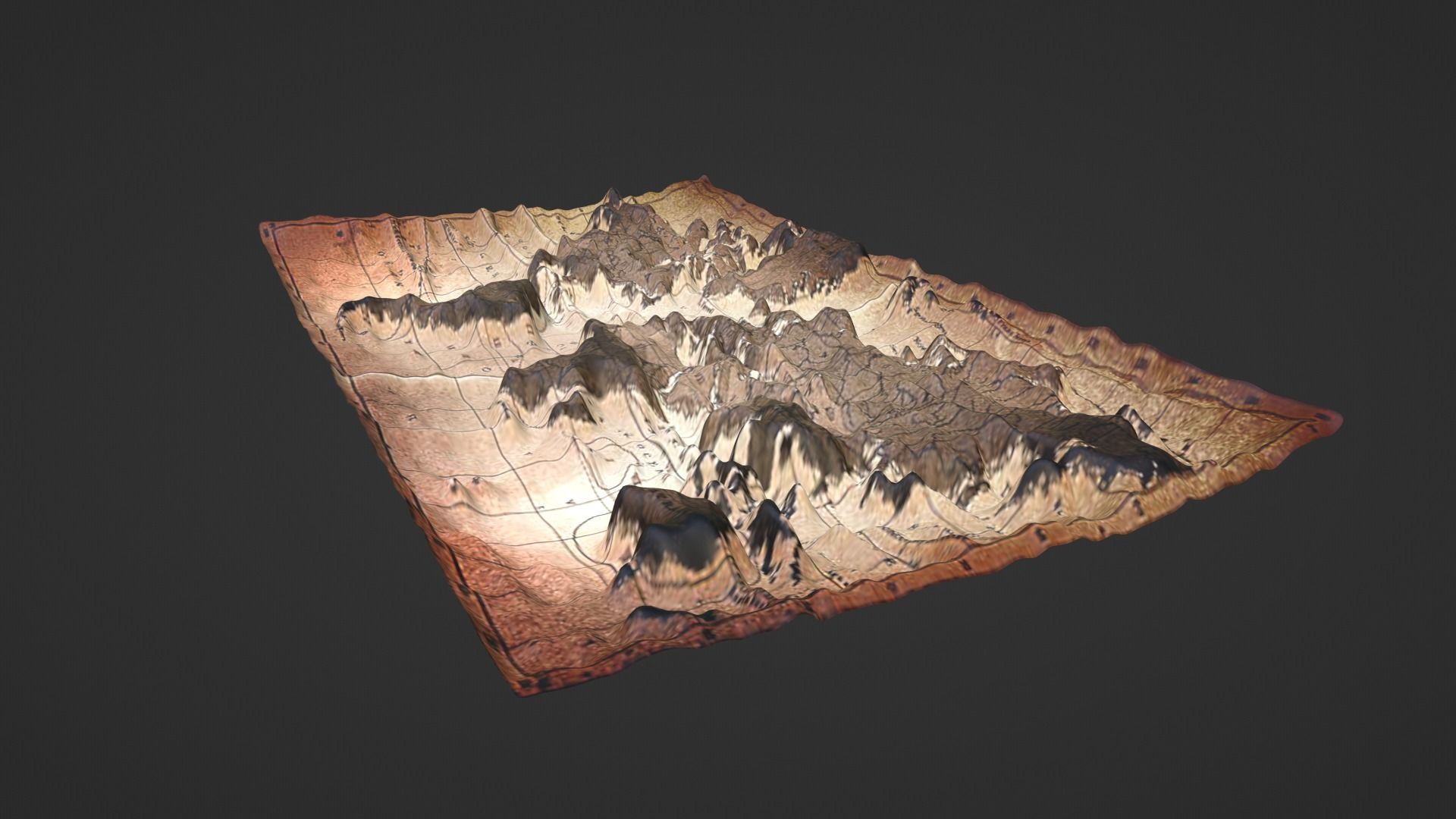 World Map Topography Low-poly 3D model_5