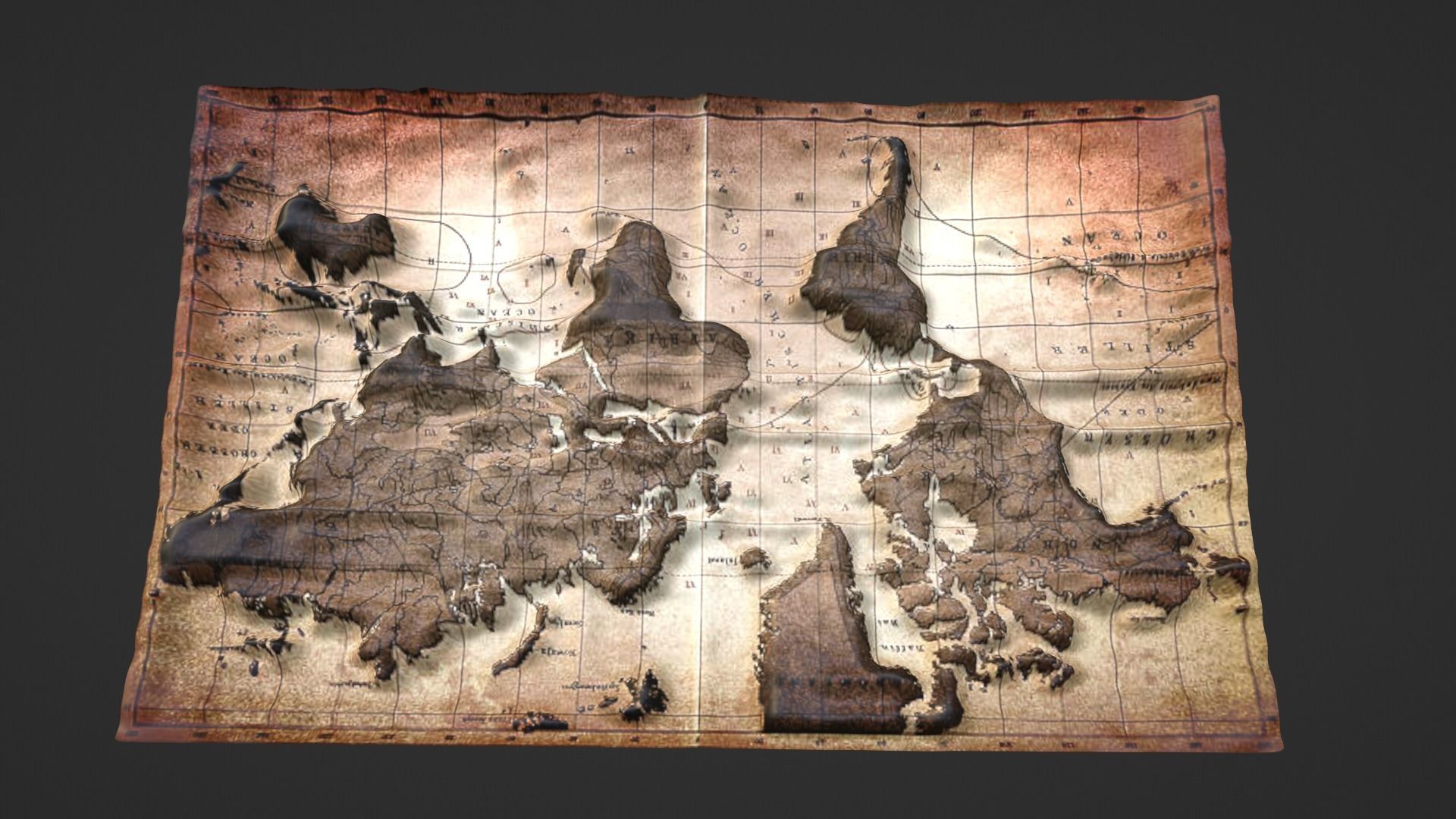 World Map Topography Low-poly 3D model_7