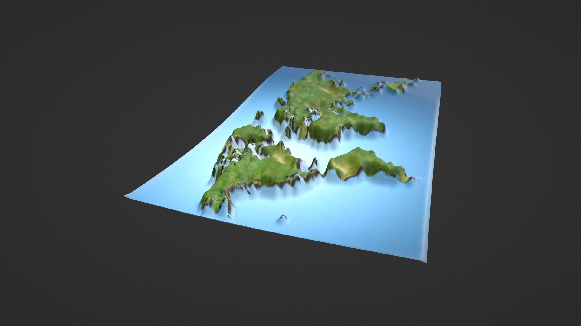 World Map Topography Low-poly 3D model_4