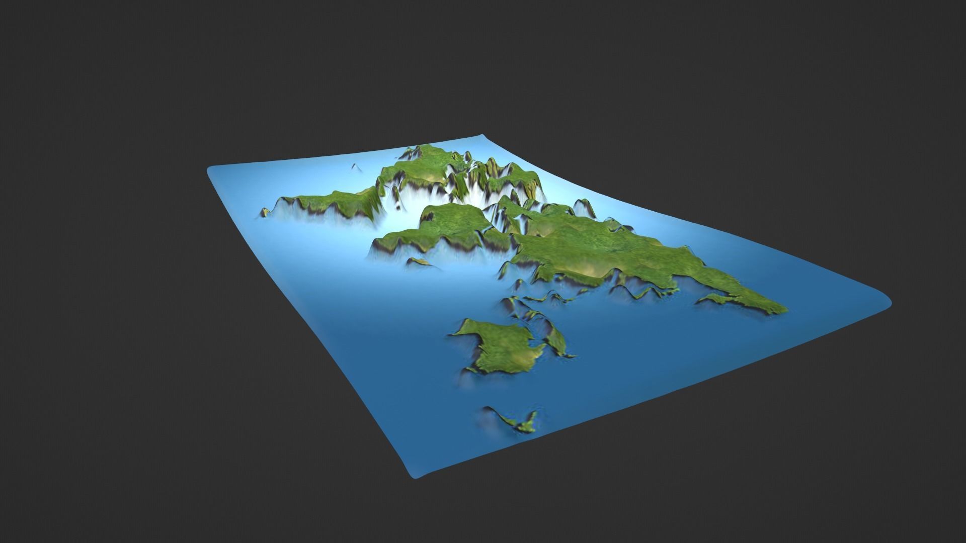 World Map Topography Low-poly 3D model_5