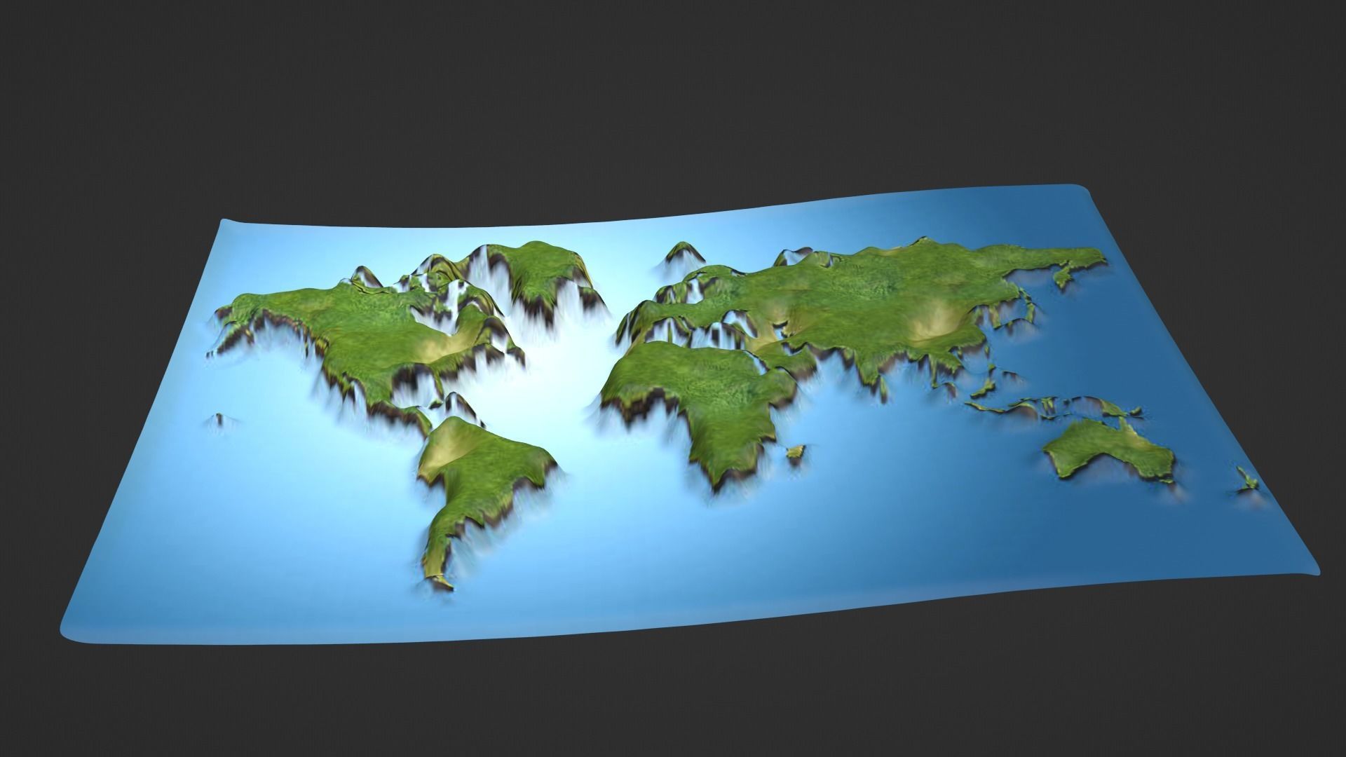 World Map Topography Low-poly 3D model_6