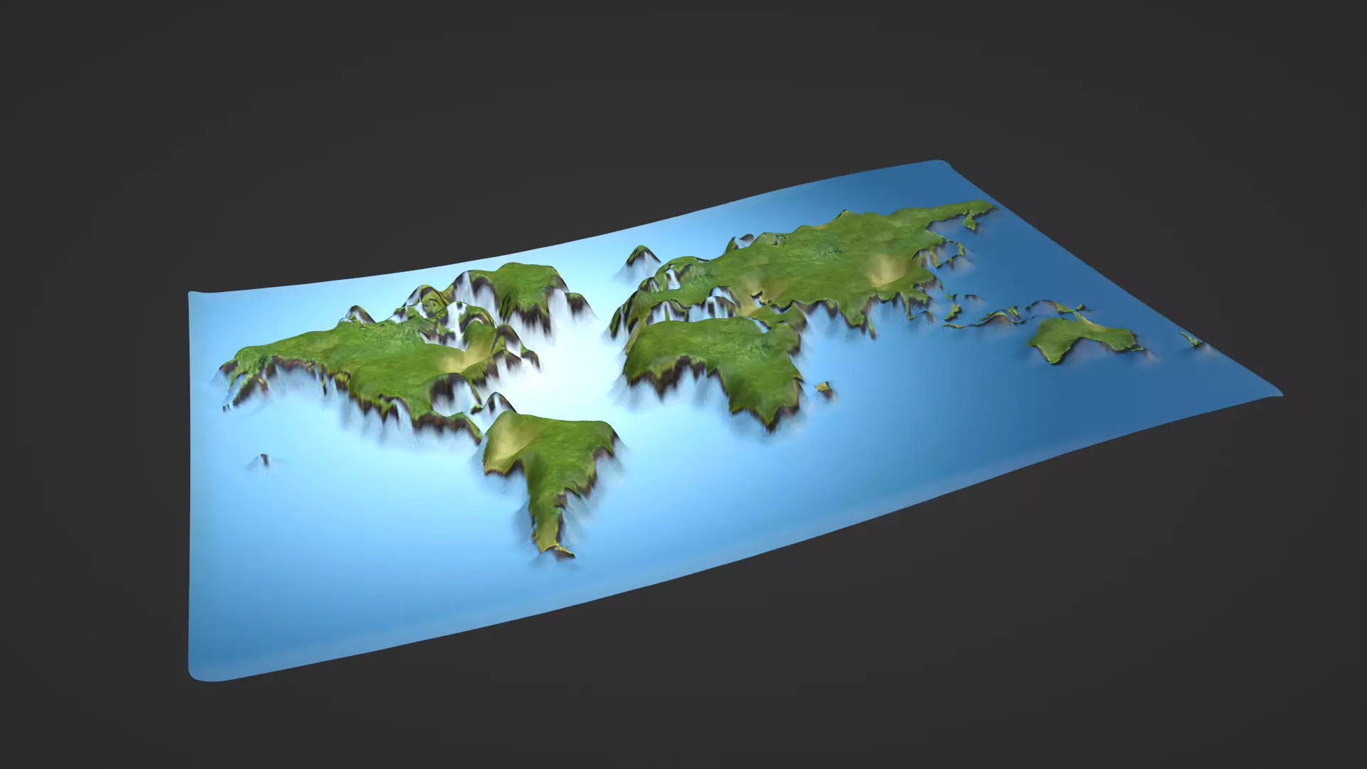 World Map Topography Low-poly 3D model_0