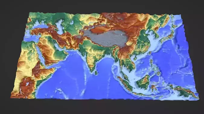 Asia Map Topography