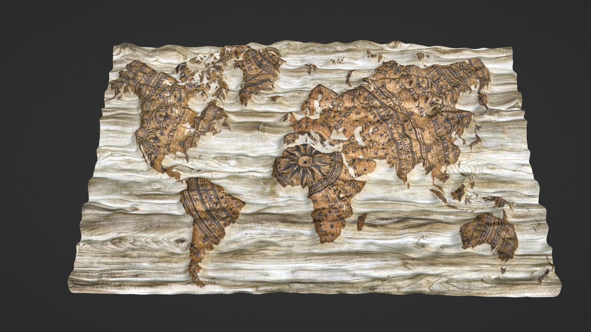 World Map Topography Low-poly 3D model_1