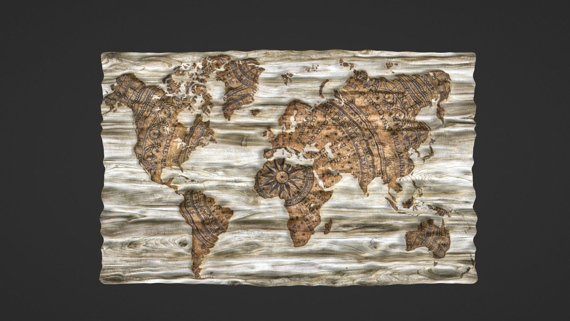 World Map Topography Low-poly 3D model_3