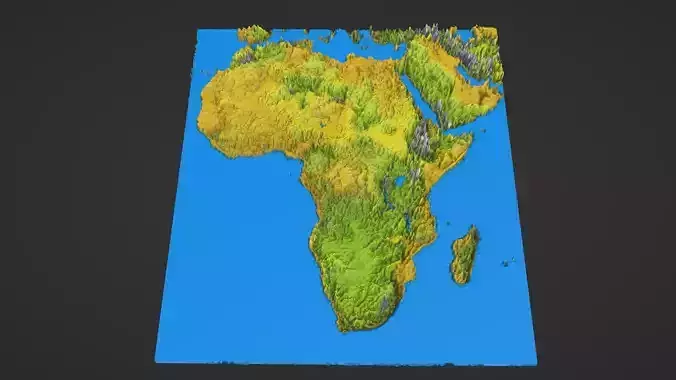 Africa and Middle East Map Topography