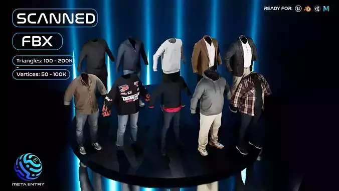 3D Scanned and Optimised - 10  Casual Clothing Pack