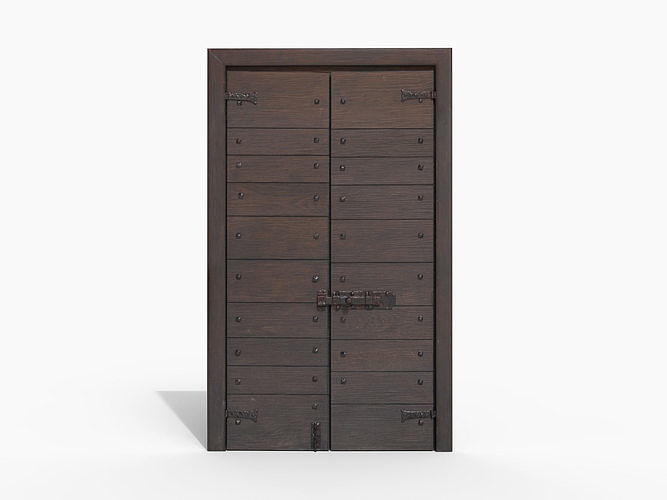 Wooden door 4 Low-poly 3D model 2