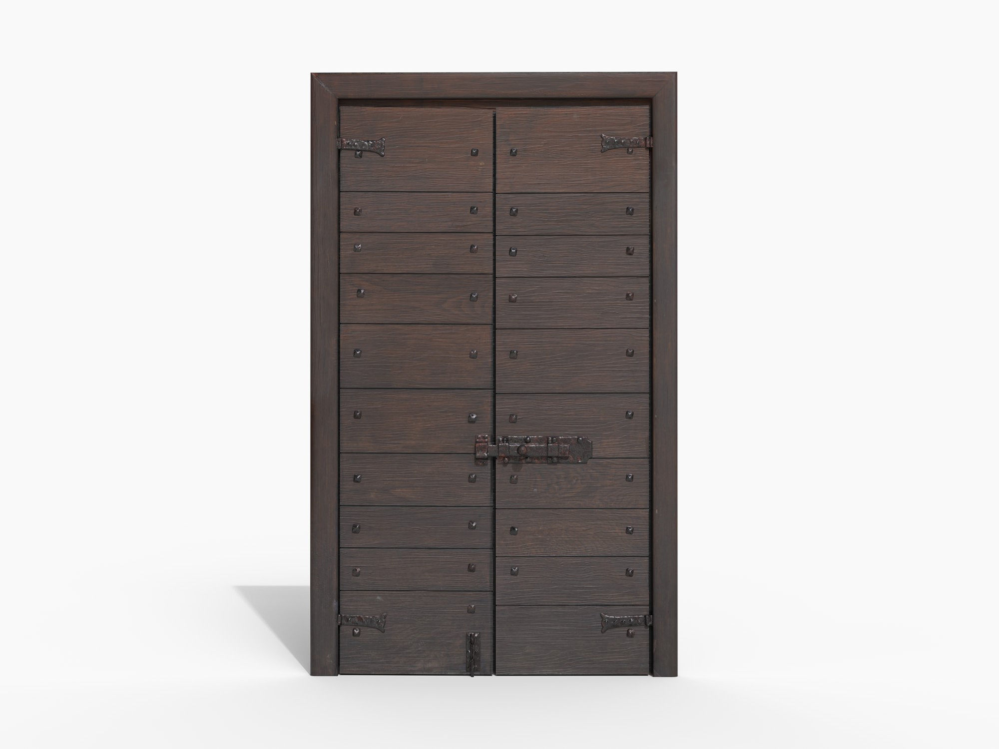 Wooden door 4 Low-poly 3D model_1