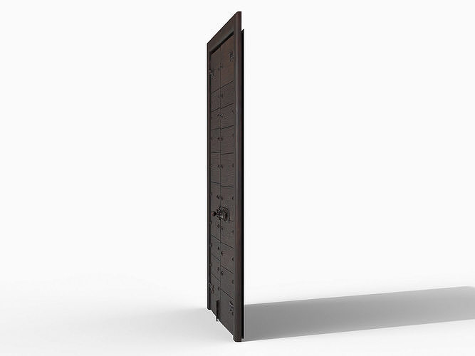 Wooden door 4 Low-poly 3D model 4