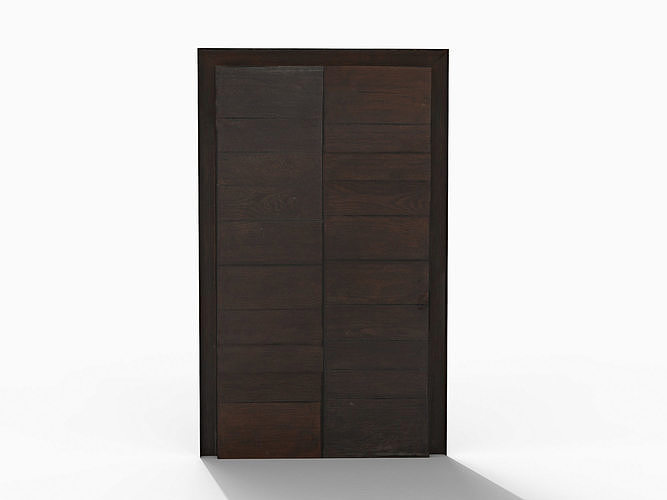 Wooden door 4 Low-poly 3D model 5