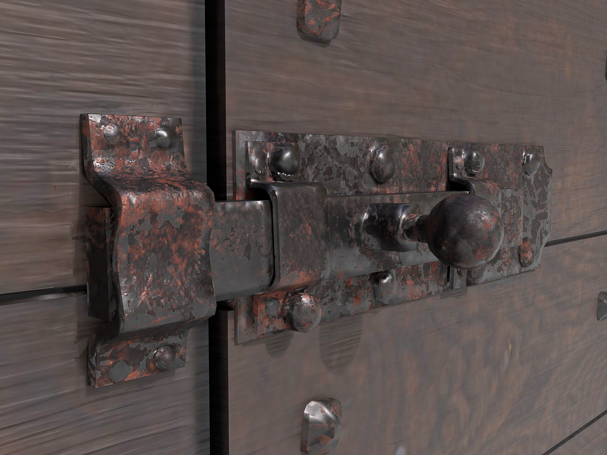 Wooden door 4 Low-poly 3D model_9