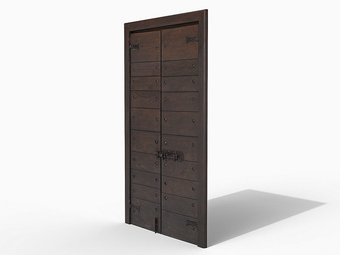 Wooden door 4 Low-poly 3D model 3