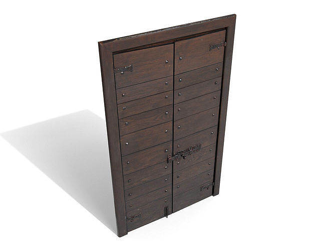 Wooden door 4 Low-poly 3D model 6