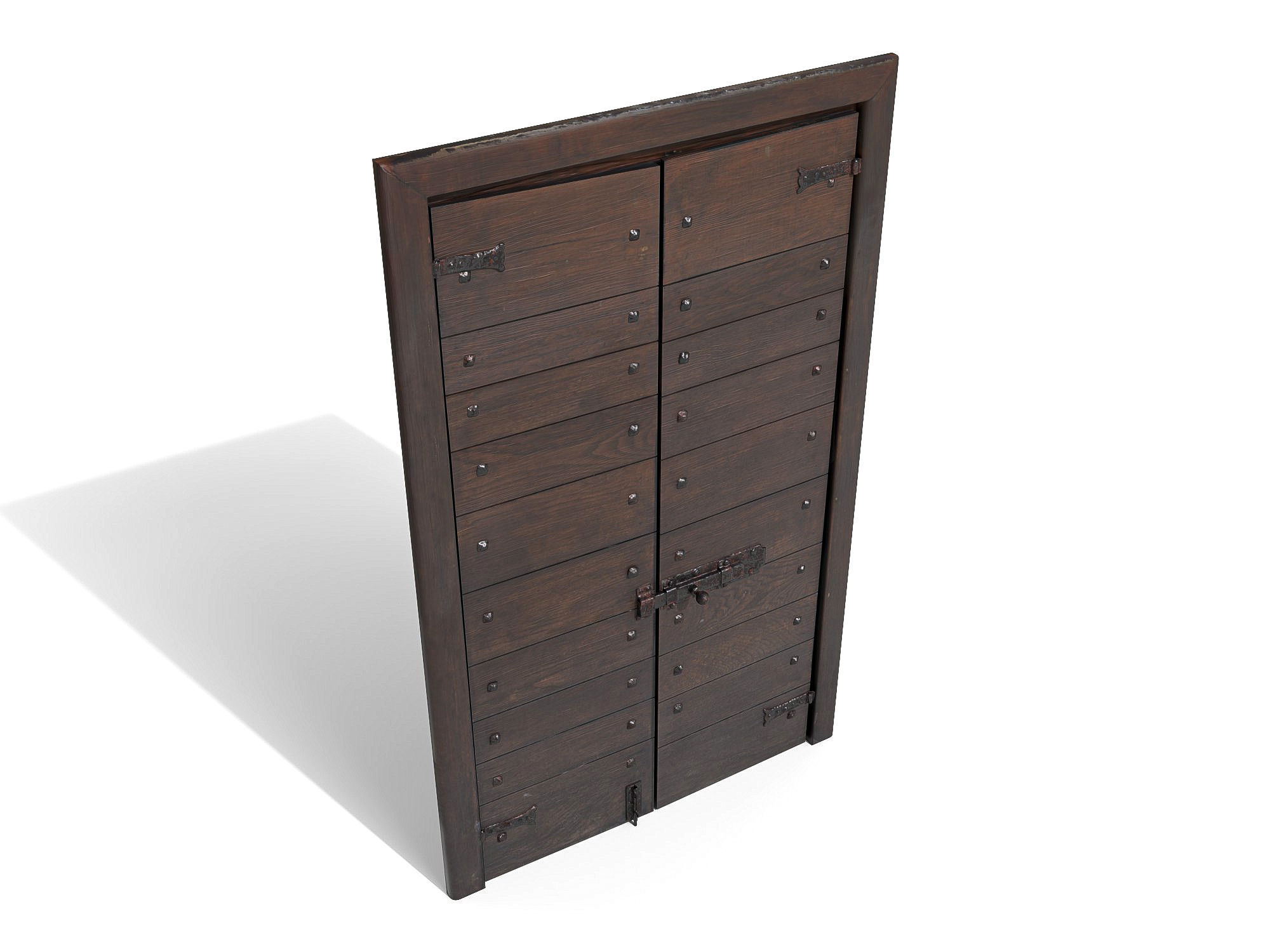Wooden door 4 Low-poly 3D model_5