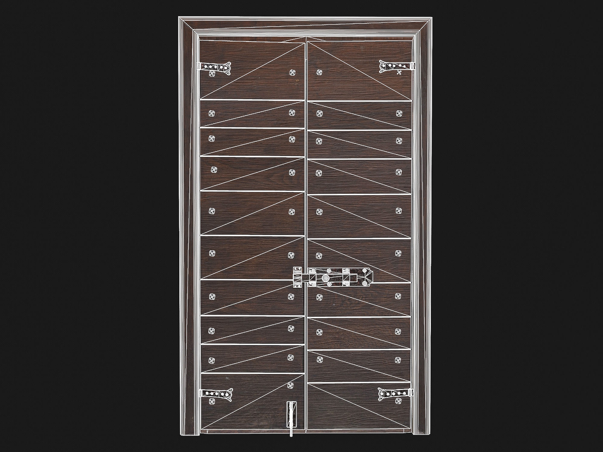 Wooden door 4 Low-poly 3D model_10