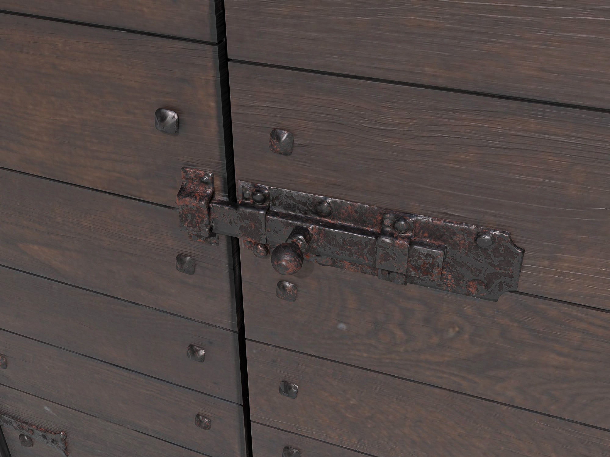 Wooden door 4 Low-poly 3D model_7