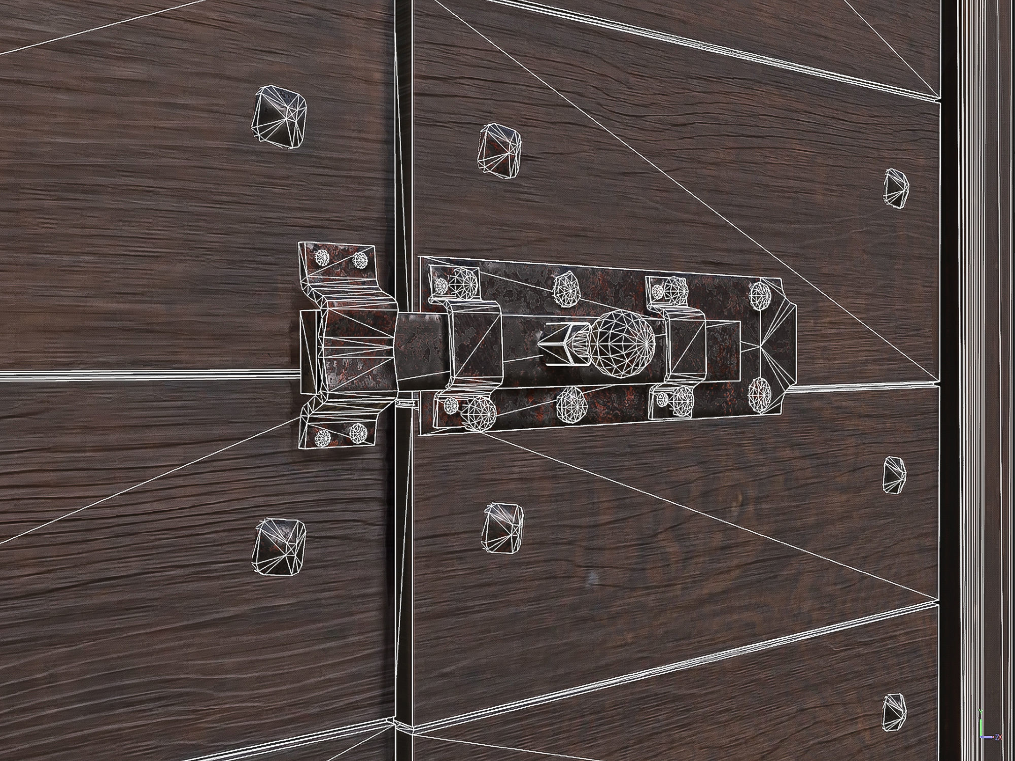 Wooden door 4 Low-poly 3D model_11