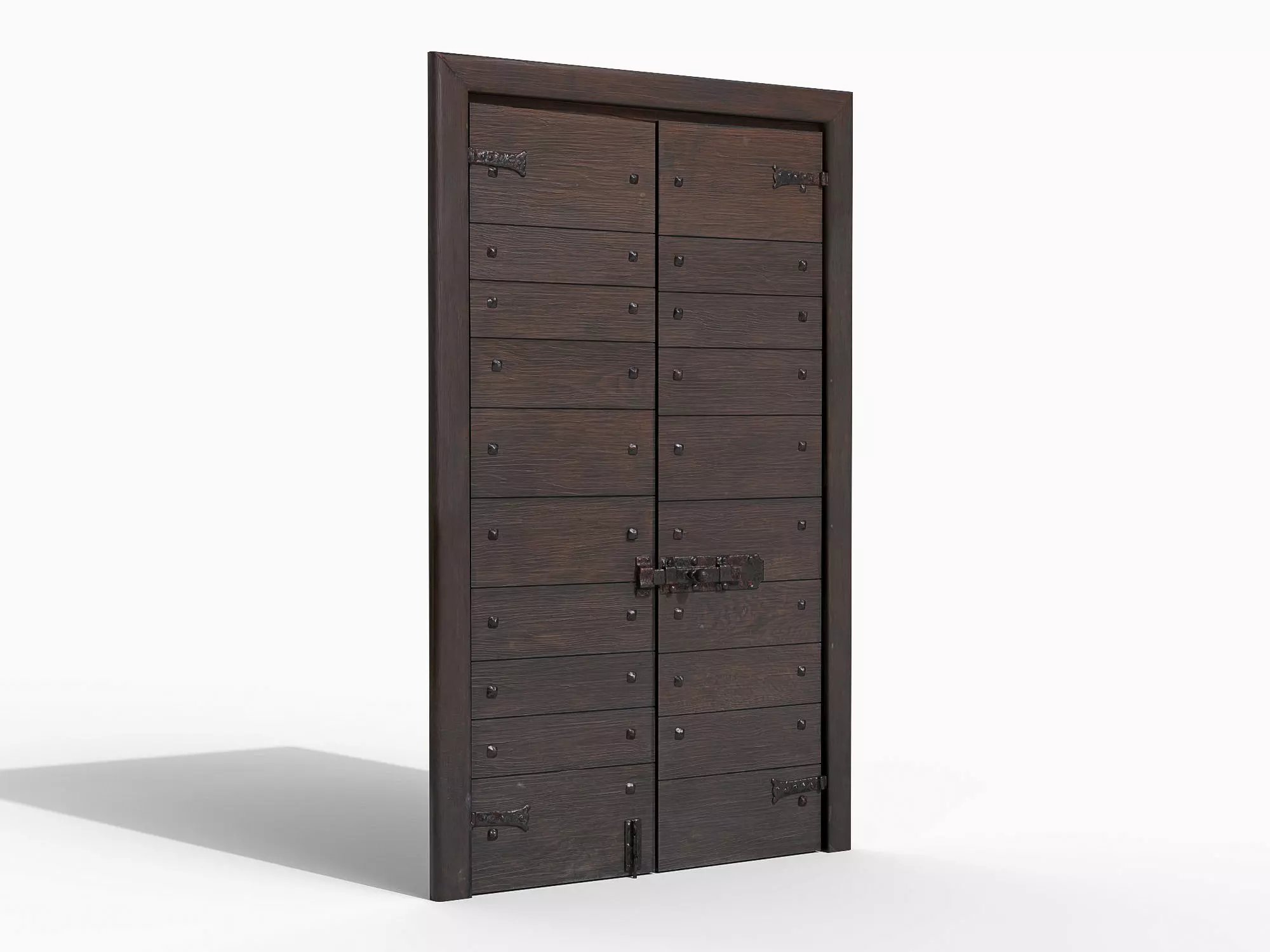 Wooden door 4 Low-poly 3D model_0