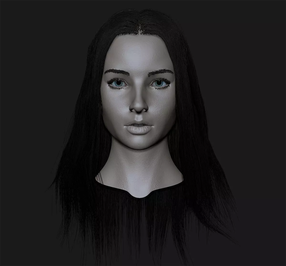 Realistic head cute girl 3D model