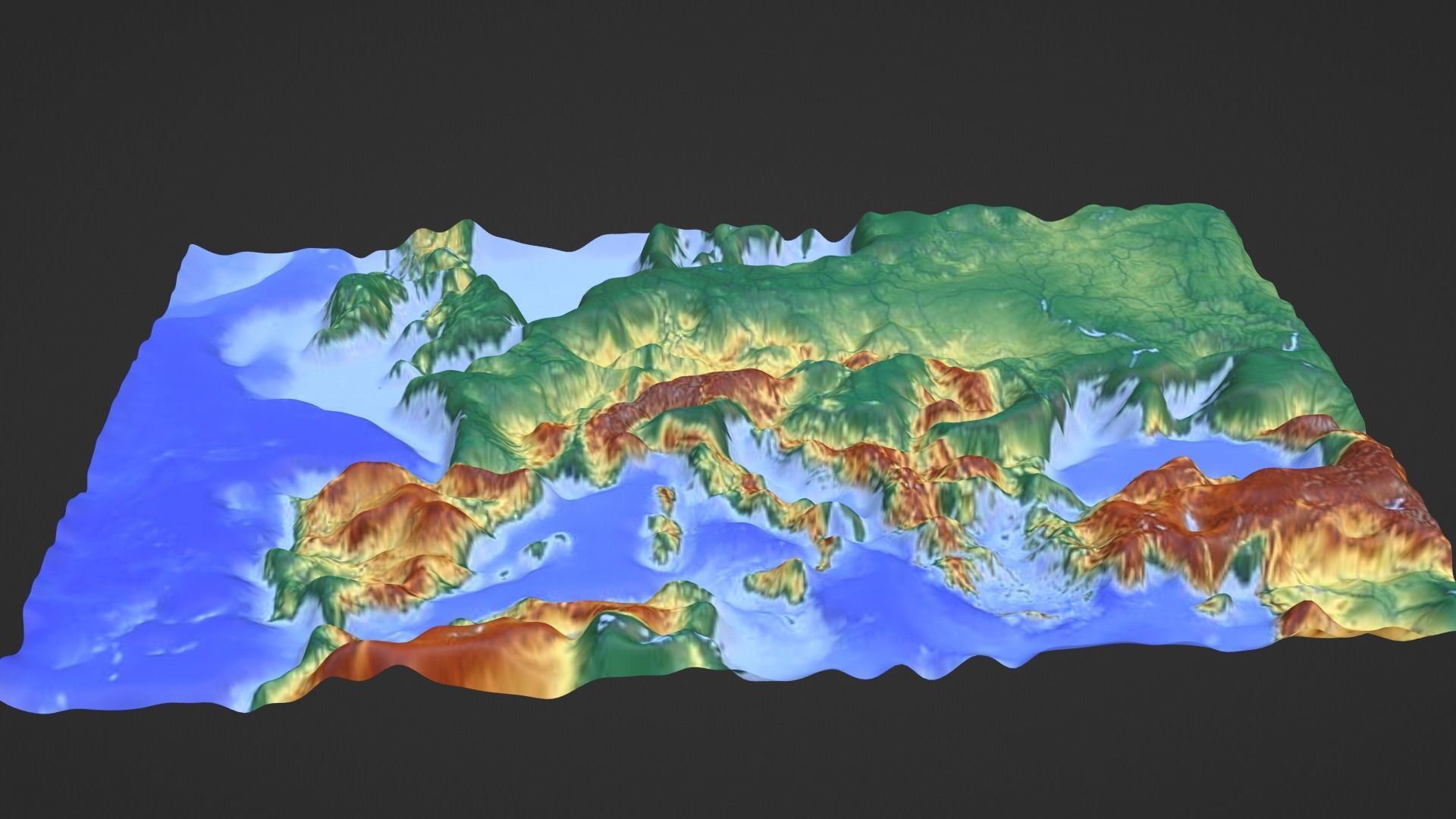 Europe Map Topography Low-poly 3D model_6