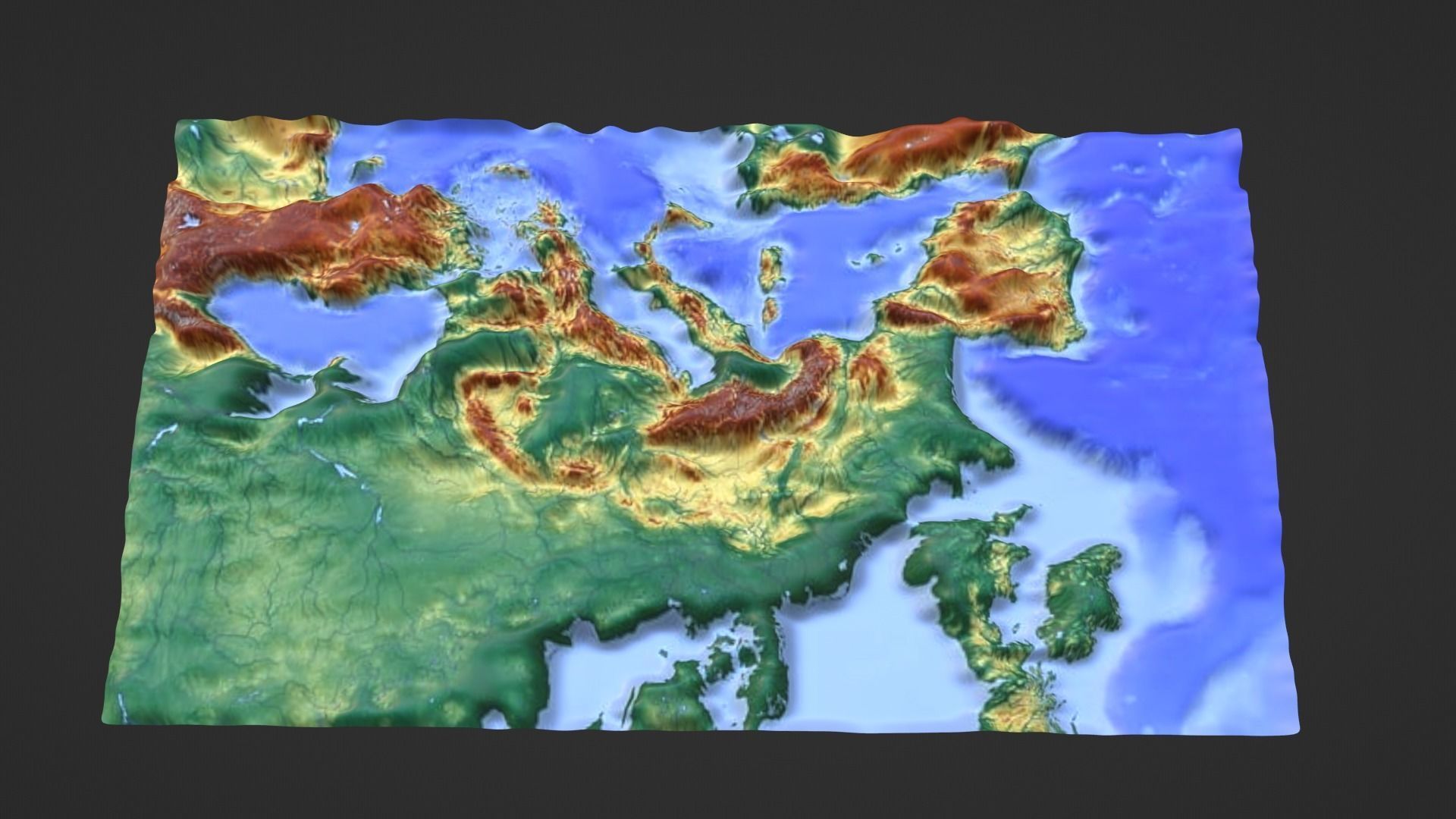 Europe Map Topography Low-poly 3D model_7