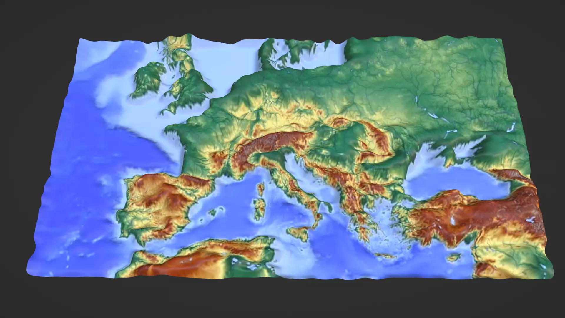 Europe Map Topography Low-poly 3D model_0