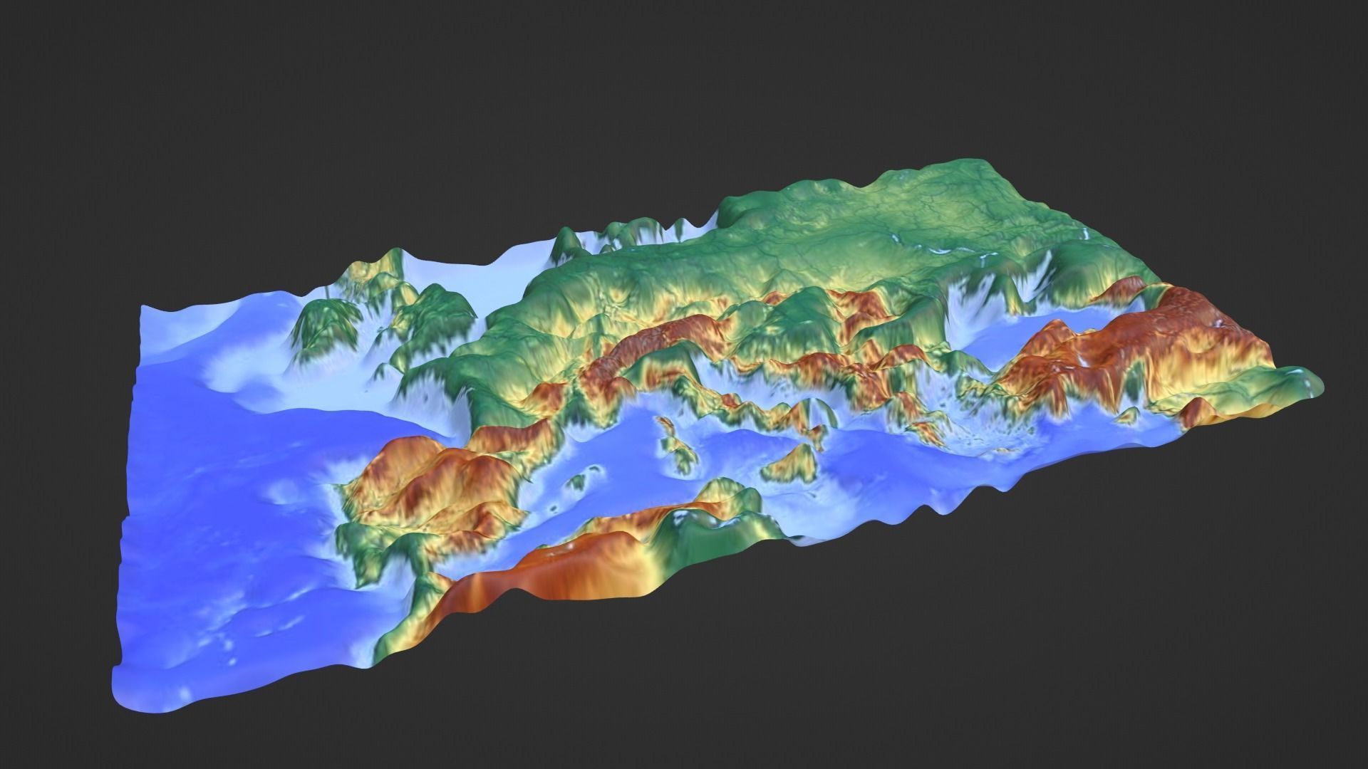 Europe Map Topography Low-poly 3D model_1