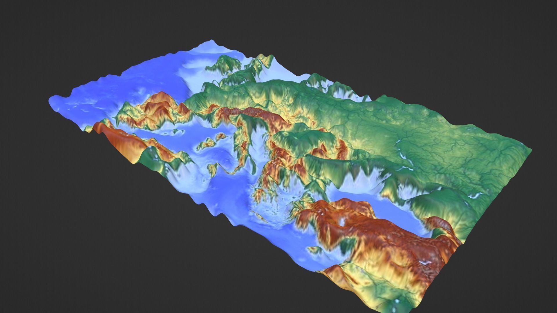 Europe Map Topography Low-poly 3D model_2