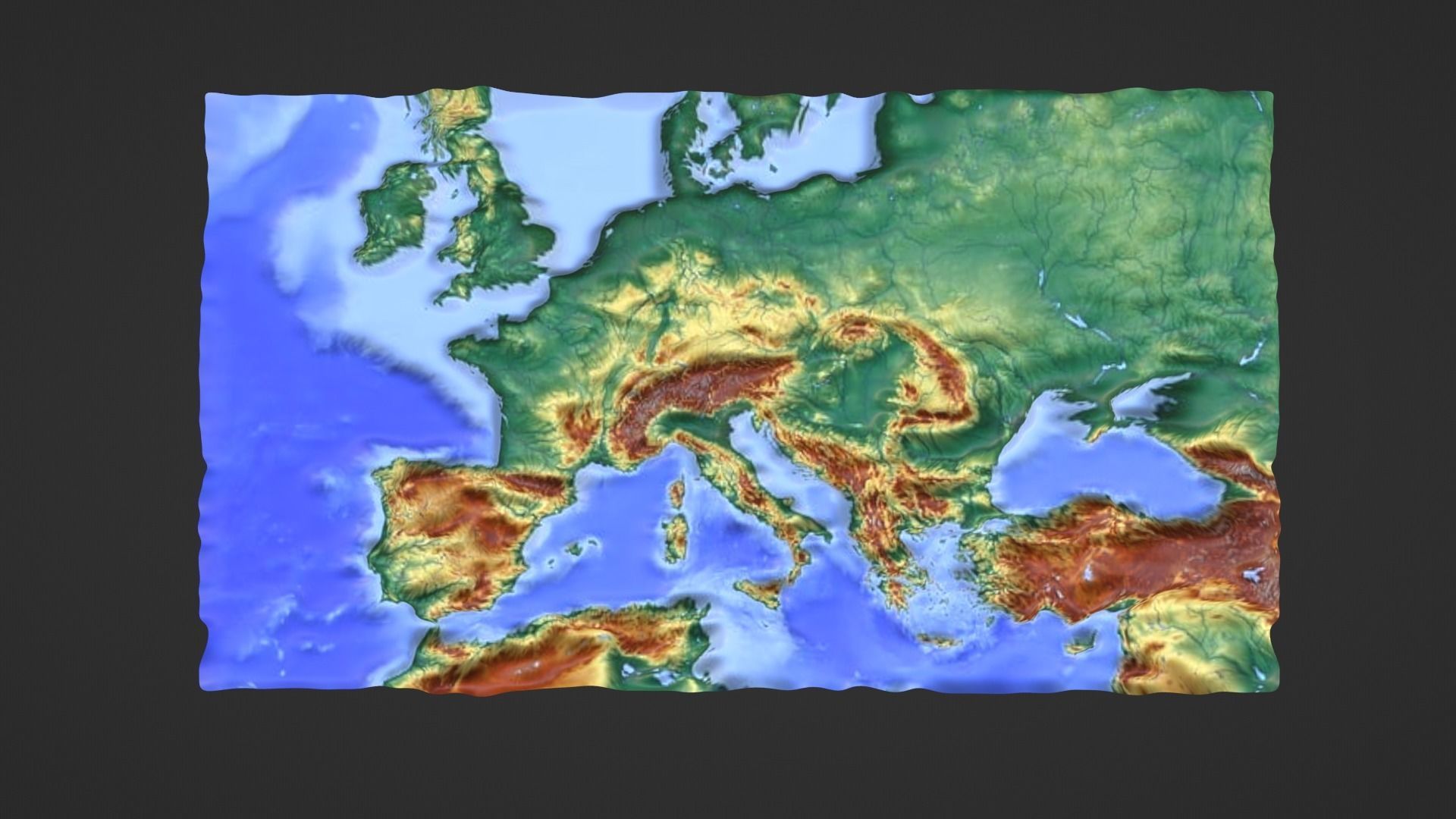 Europe Map Topography Low-poly 3D model_3