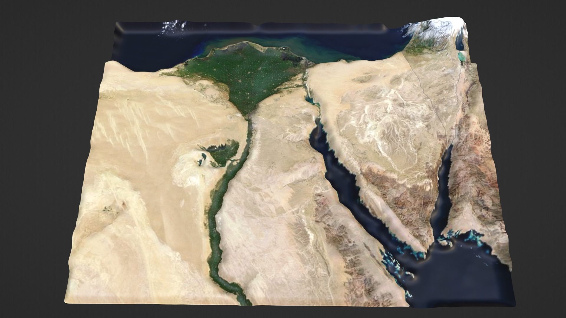Egypt and the Nile River Map Topography Low-poly 3D model_1