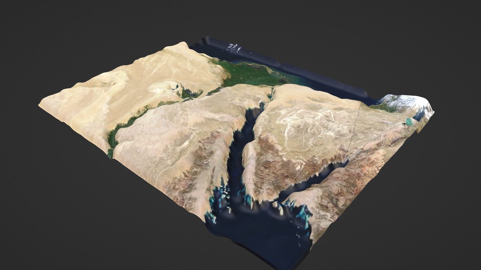 Egypt and the Nile River Map Topography Low-poly 3D model_2