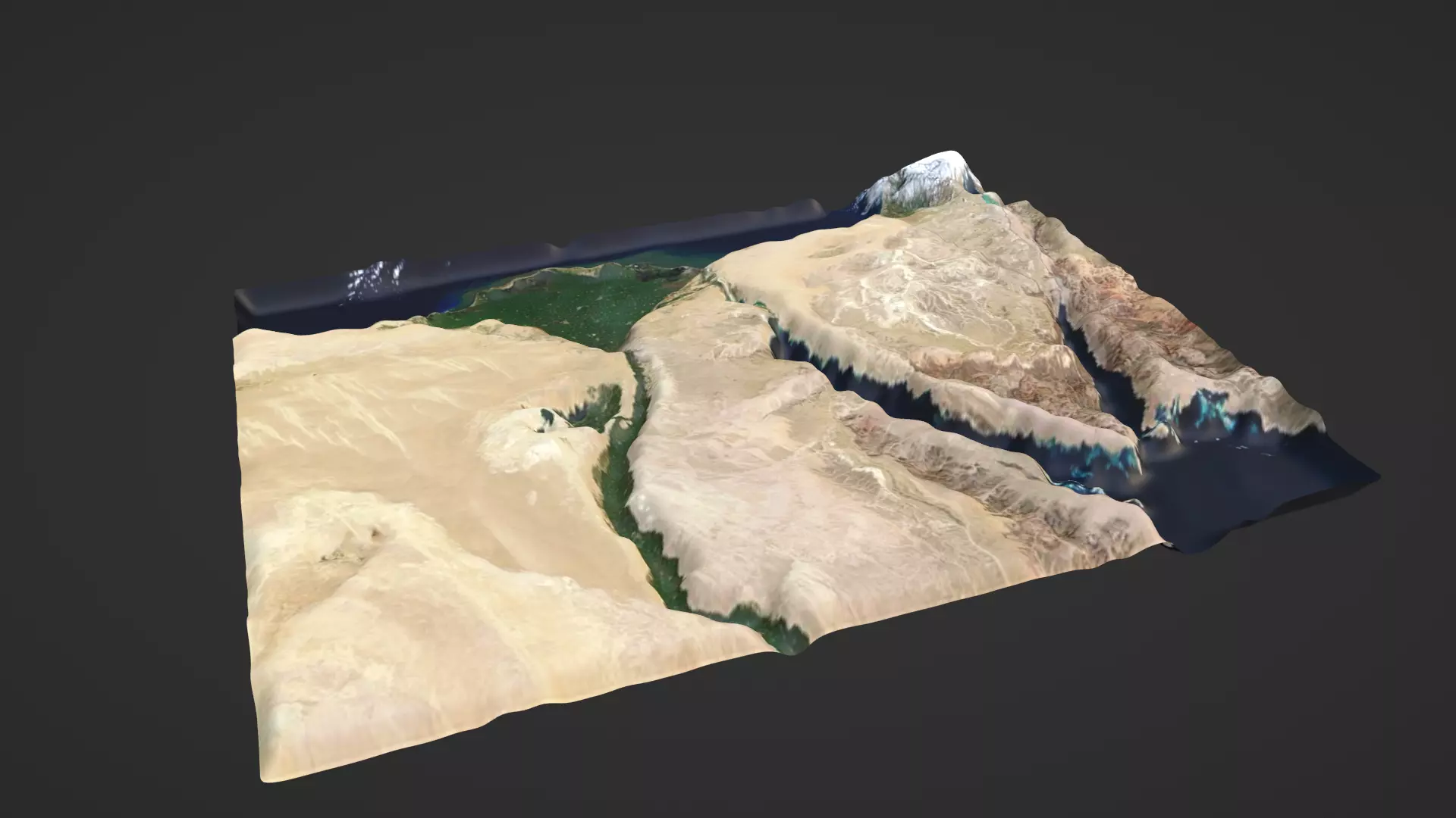 Egypt and the Nile River Map Topography Low-poly 3D model_0