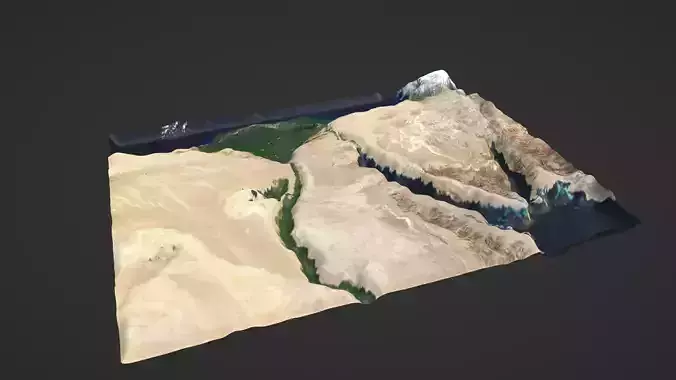 Egypt and the Nile River Map Topography Low-poly 3D model