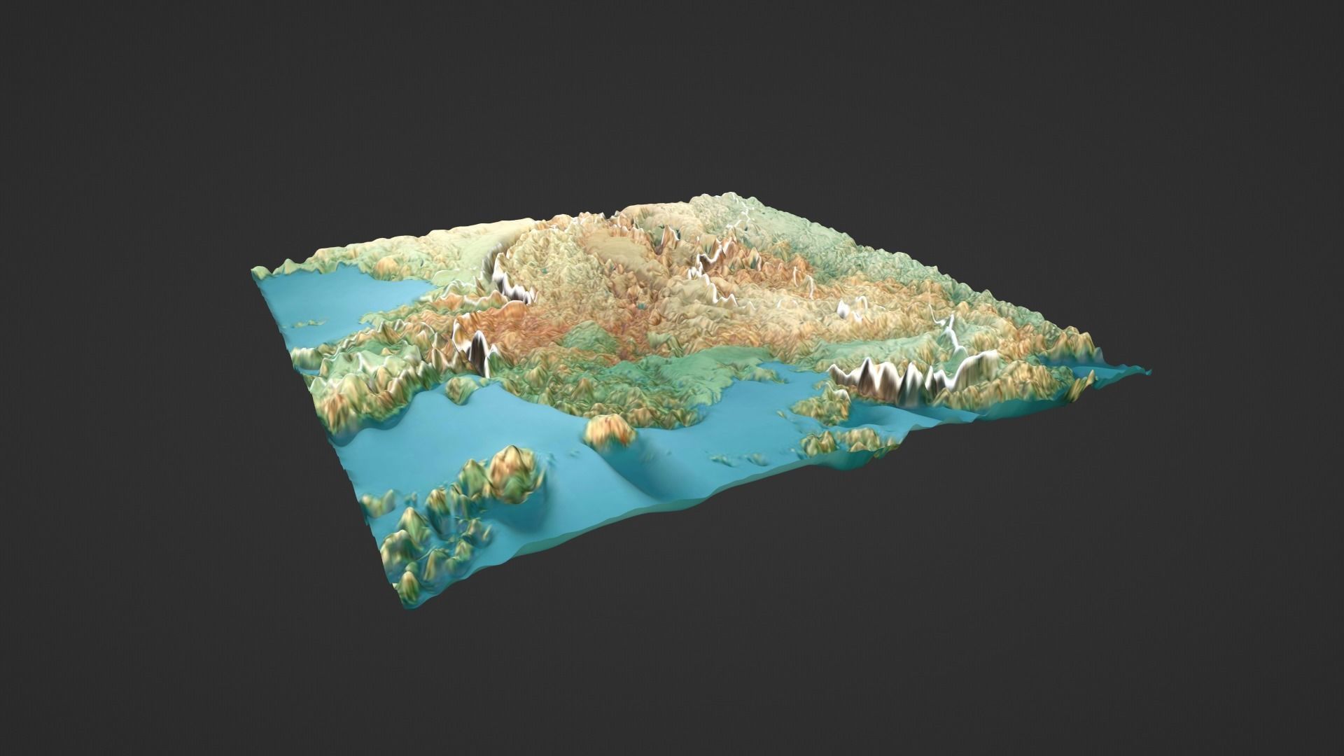 China Map Topography Low-poly 3D model_5