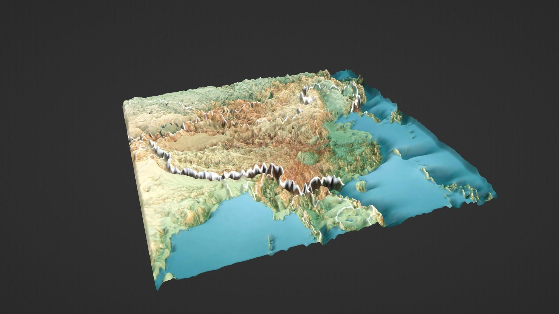 China Map Topography Low-poly 3D model_1