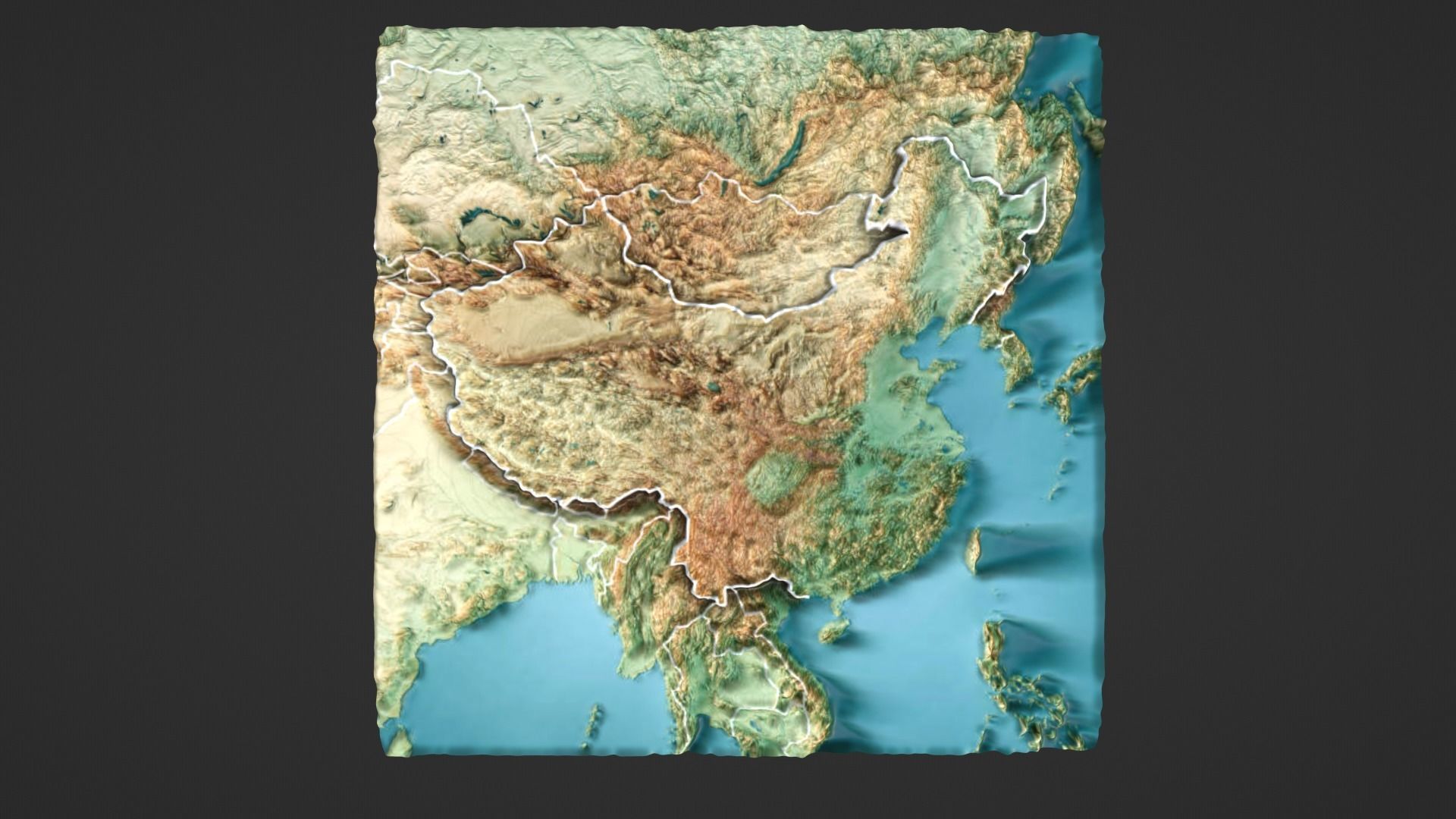 China Map Topography Low-poly 3D model_3