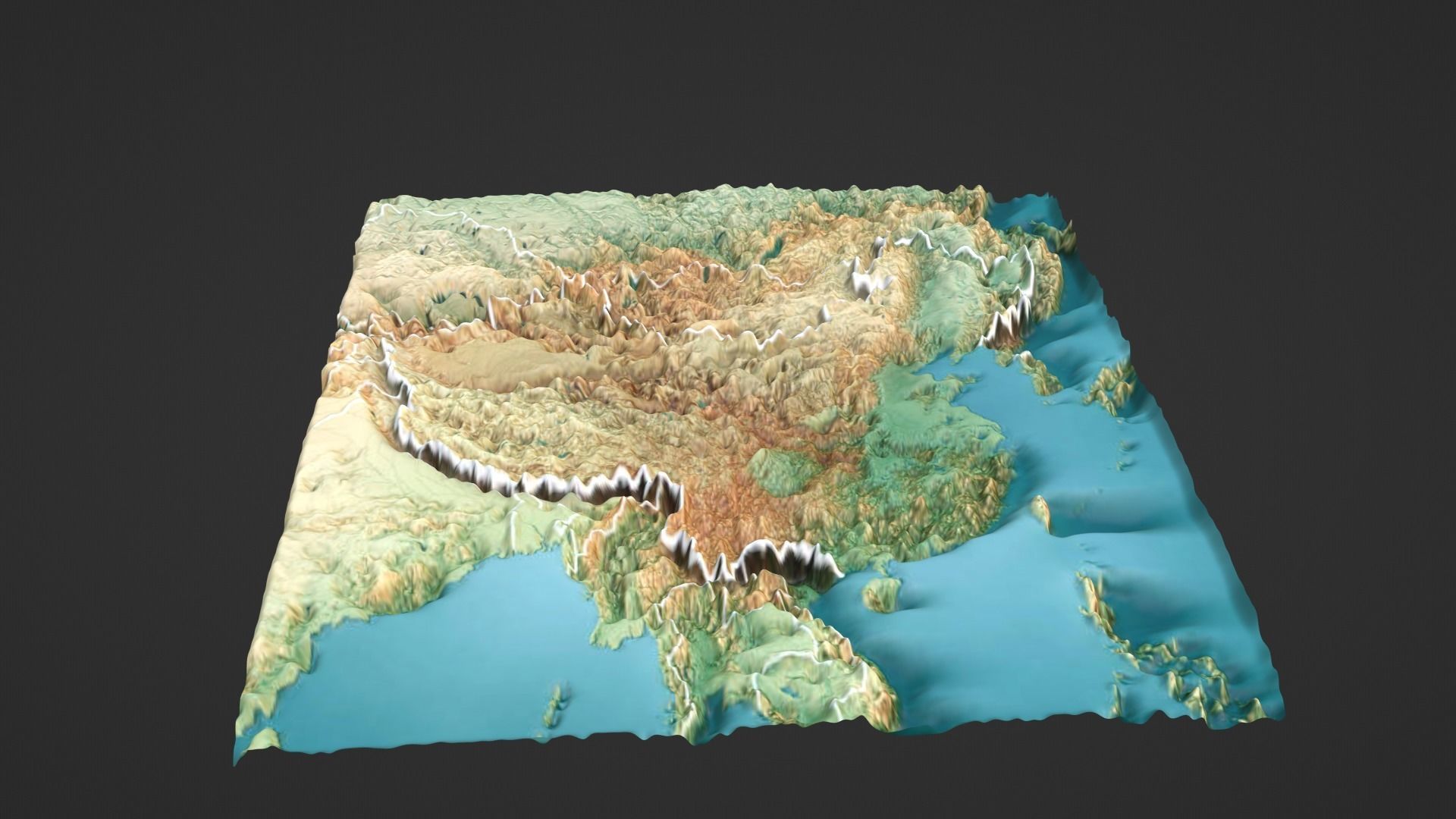 China Map Topography Low-poly 3D model_6