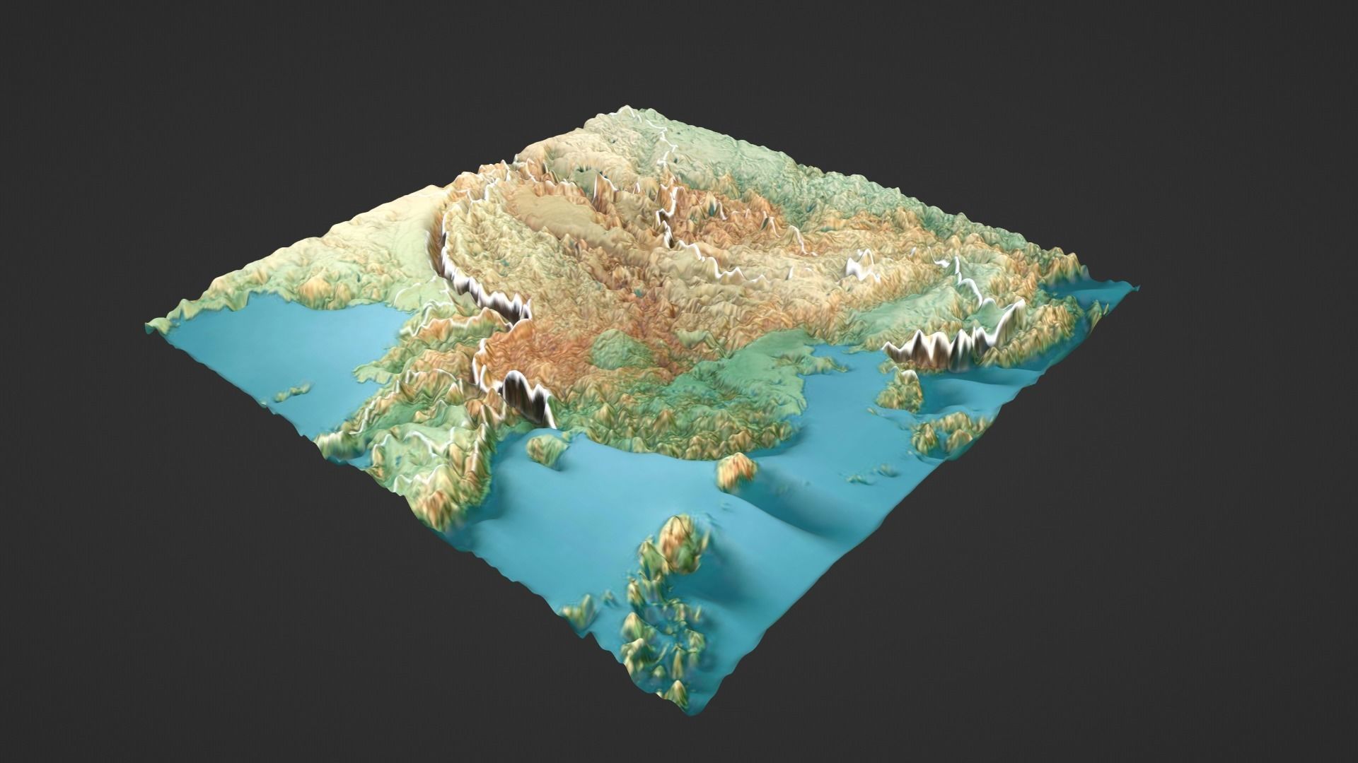 China Map Topography Low-poly 3D model_2
