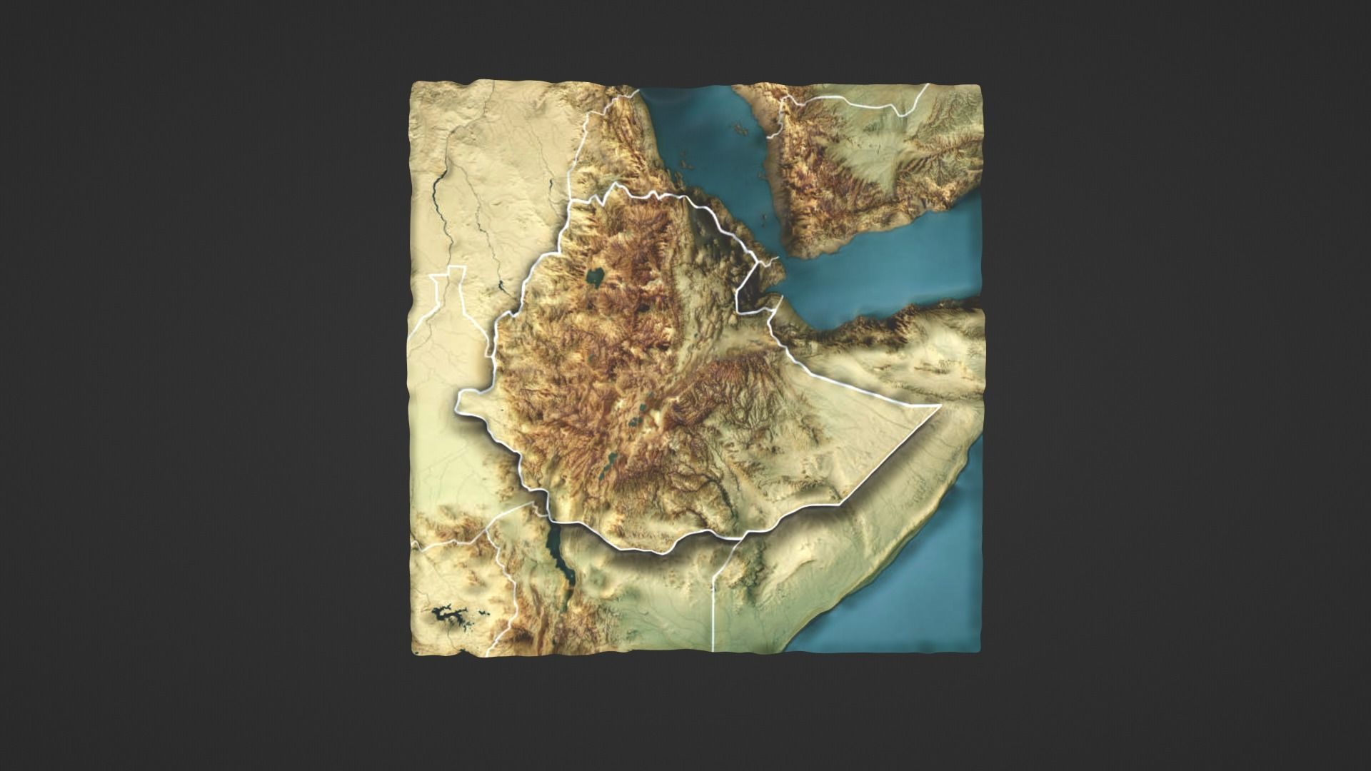 Ethiopia Map Topography Low-poly 3D model_3