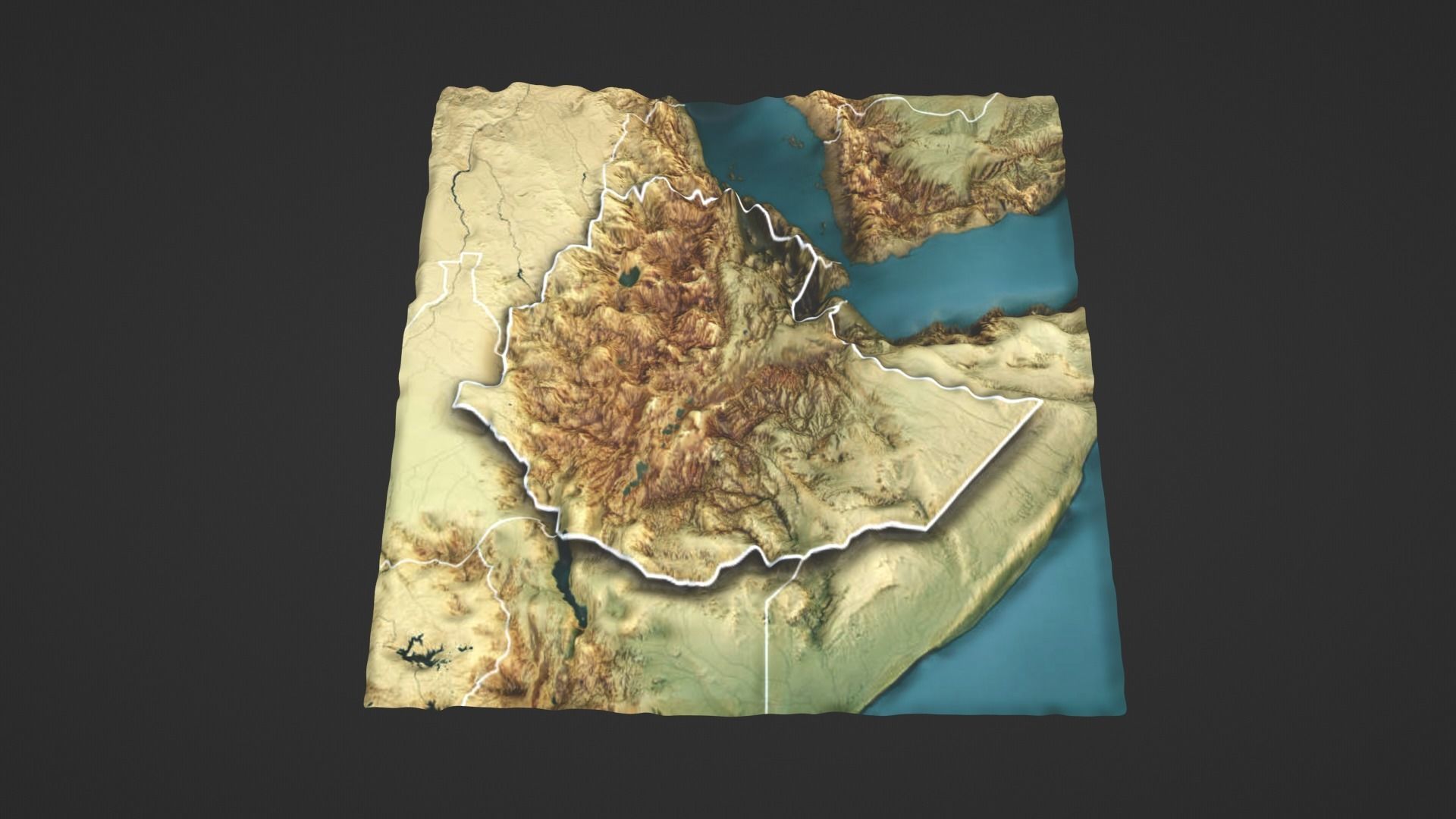 Ethiopia Map Topography Low-poly 3D model_1