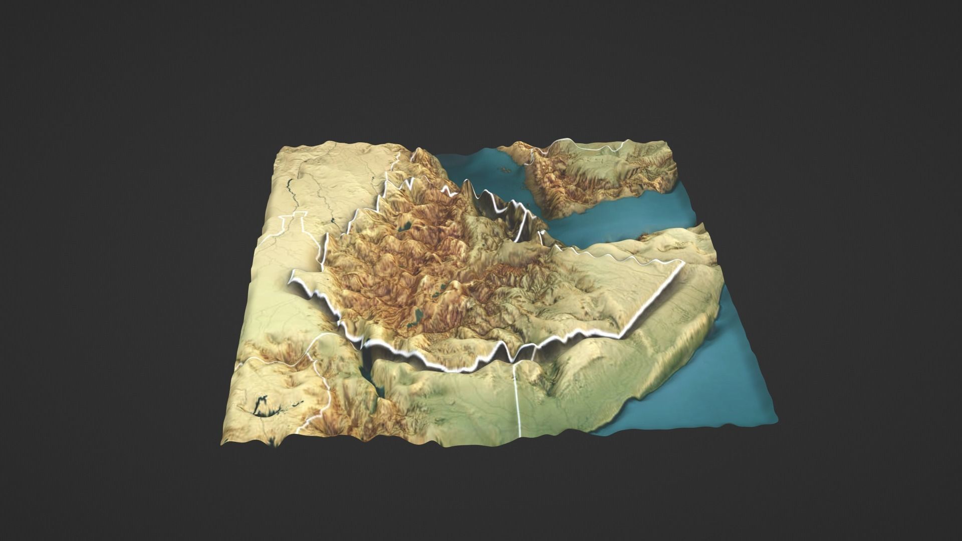 Ethiopia Map Topography Low-poly 3D model_6