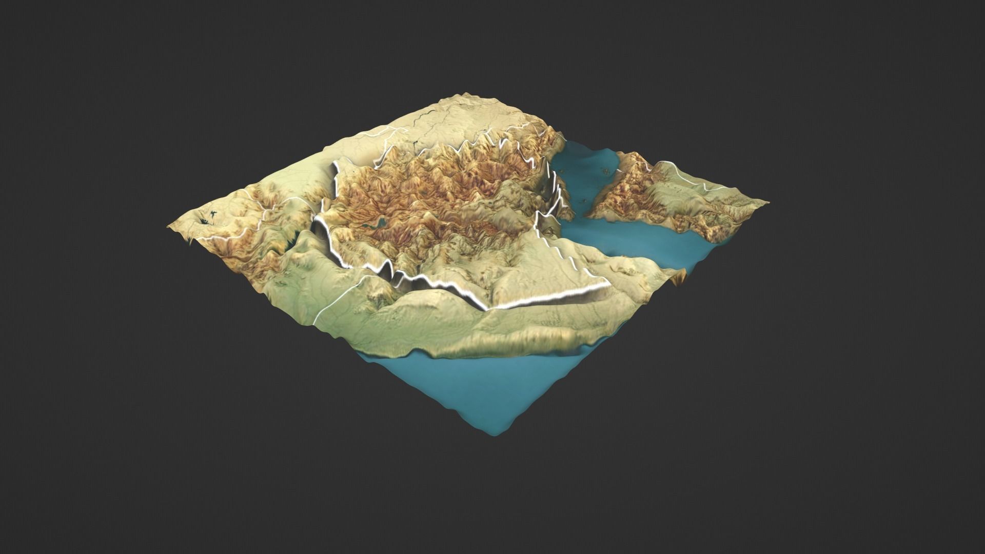 Ethiopia Map Topography Low-poly 3D model_2