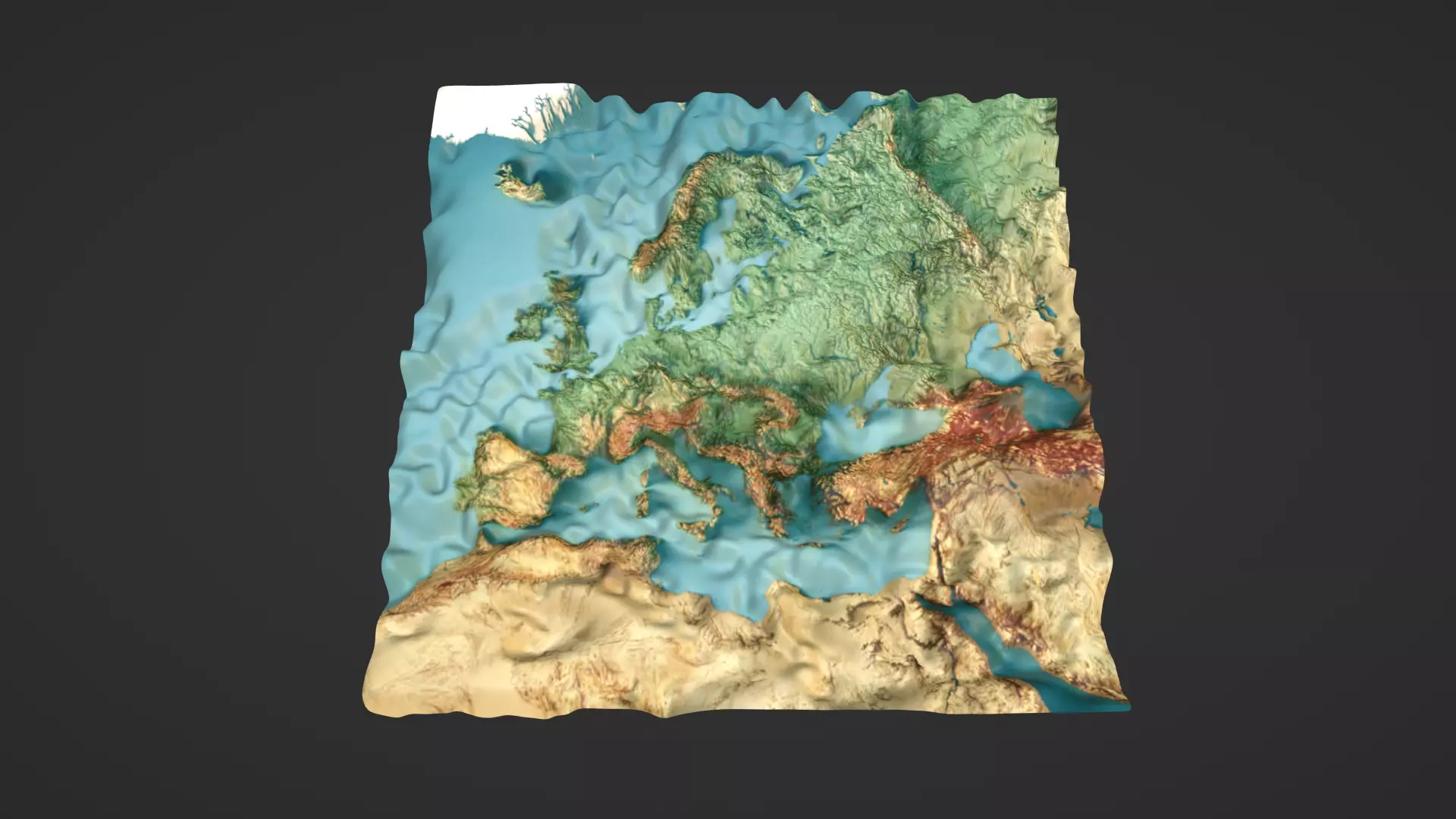 Europe Map Topography Low-poly 3D model_0